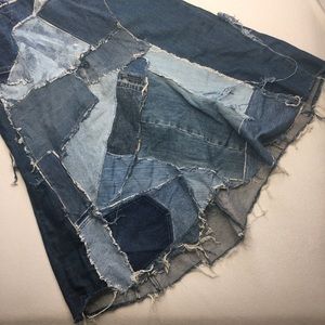 Vtg Tommy Hilfiger Denim Patchwork Skirt Long